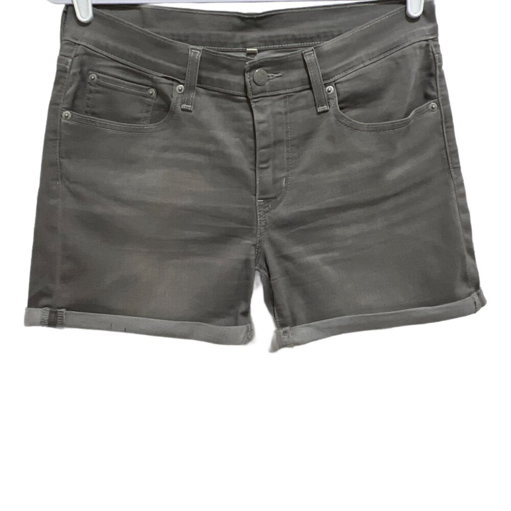 0756 Levi's Cuffed Faded Gray Denim Jean Shorts Sz.L Womens